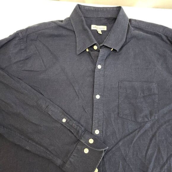 Peter Millar Size Xl Navy Blue Long-Sleeve Button-up Men's Shirt  S - Picture 2 of 7